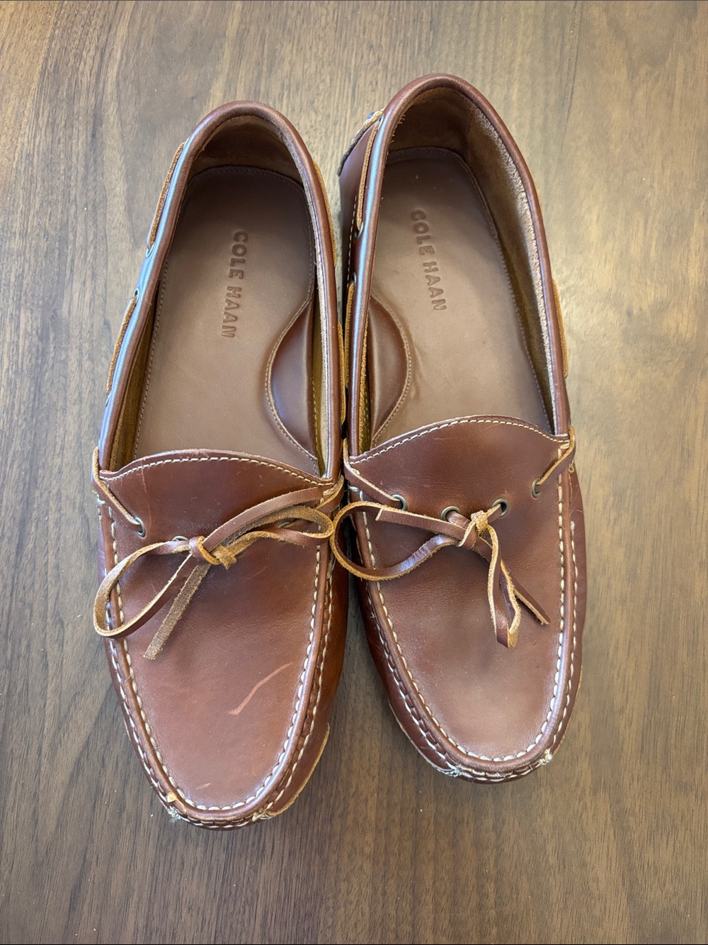 Cole Haan Men's Chestnut Brown Leather Boat Moccasins